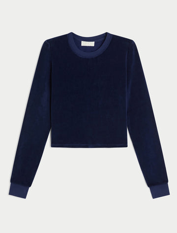 Suzie Kondi Keshni Long Sleeve Tee Velour: Royal Navy